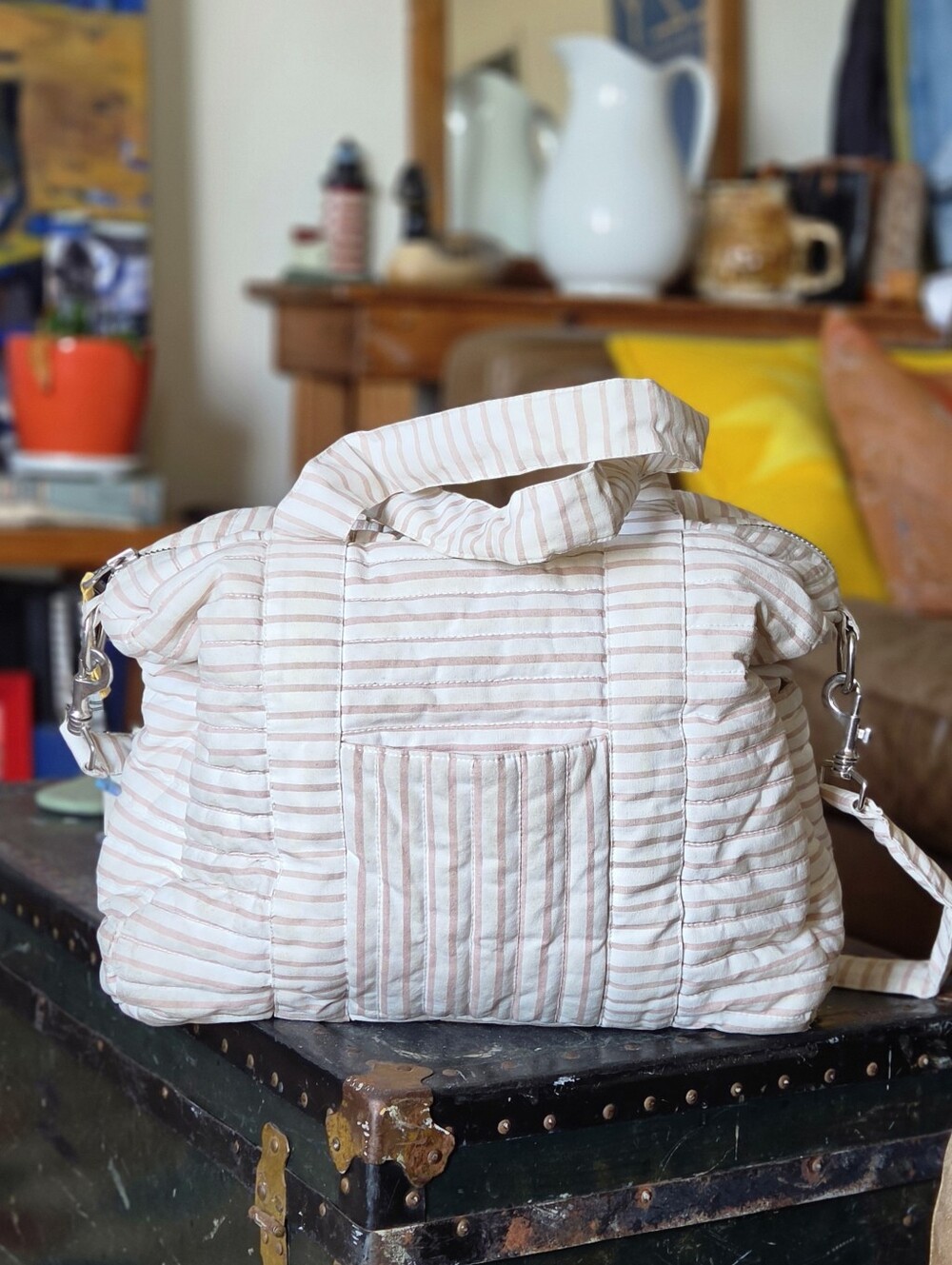 Pehr Weekender Bag - Stripes Away Pink and White